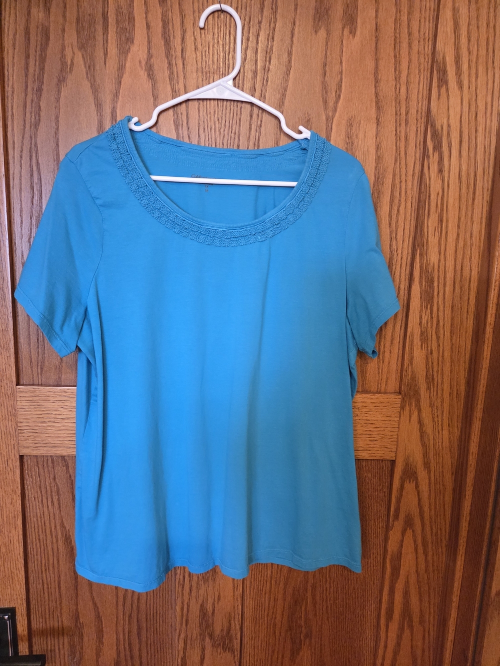 Coldwater Creek Bright Teal Short-Sleeve Scoop Neck Top